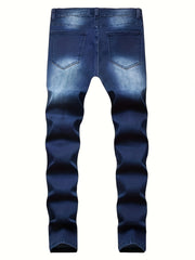Men's Slim Fit Ripped Jeans Casual Street Style Denim Pants