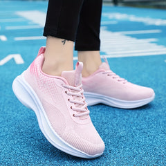 Women's Breathable Running Shoes Lace Up Anti-slip Mesh Walking Shoes