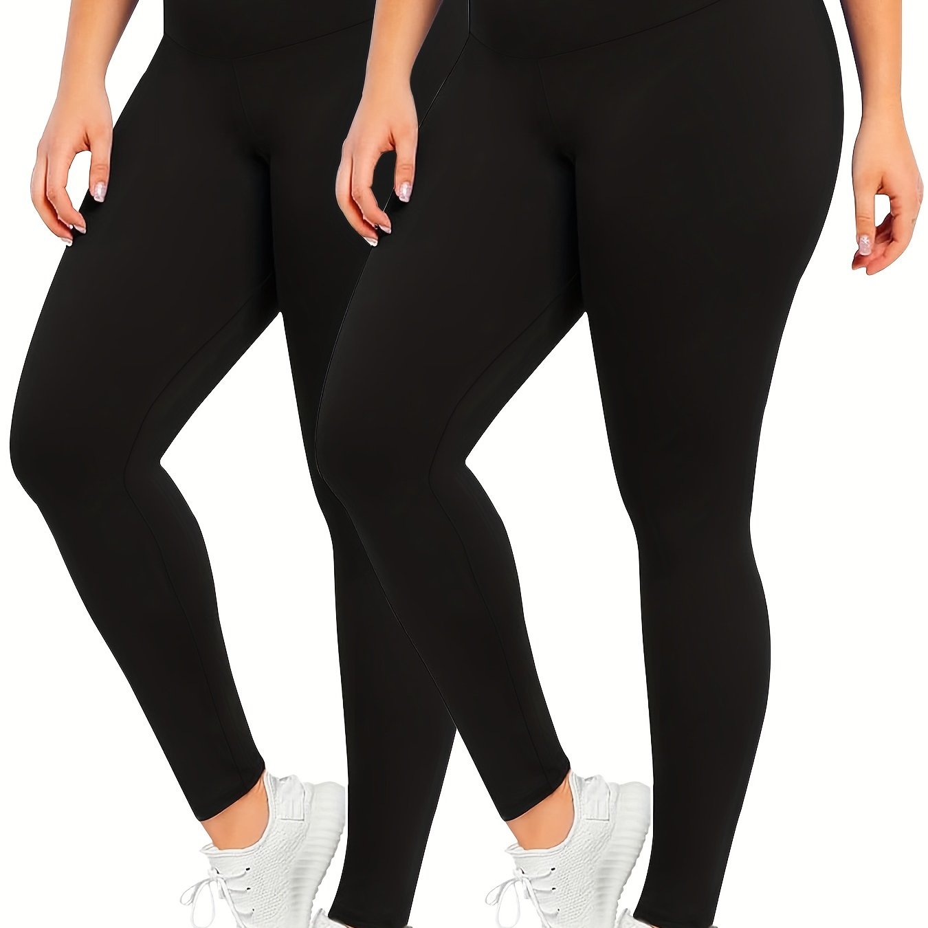 2 Pack Plus Size Sports Leggings High Rise Yoga Leggings Set