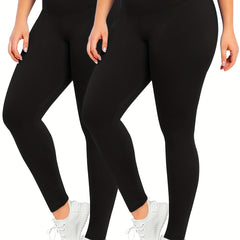 2 Pack Plus Size Sports Leggings High Rise Yoga Leggings Set