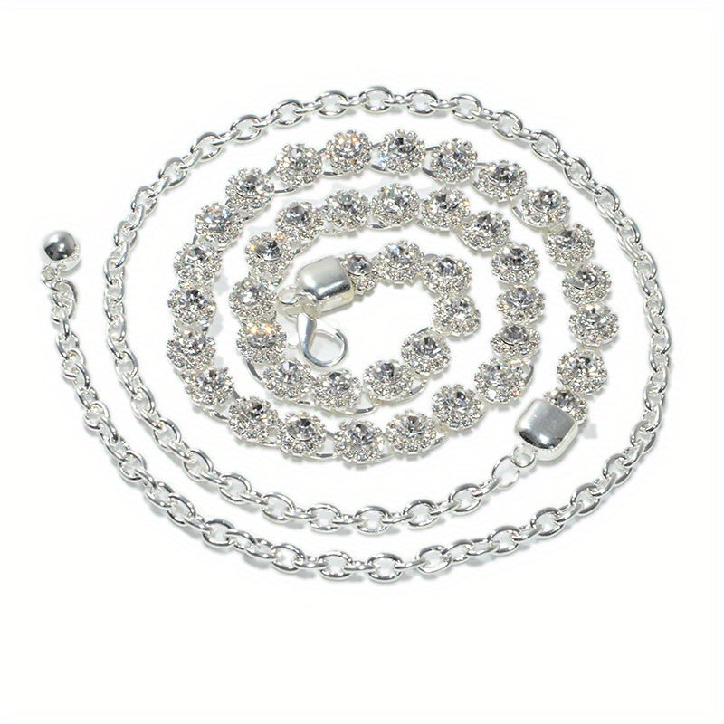 Rhinestone Inlaid Waist Chain Silvery Belly Chain Women's Dress Accessories