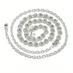 Rhinestone Inlaid Waist Chain Silvery Belly Chain Women's Dress Accessories