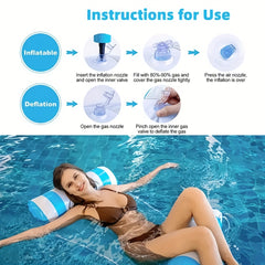 2pcs Pool Floating Bed Inflatable Lounger Foldable Striped Float