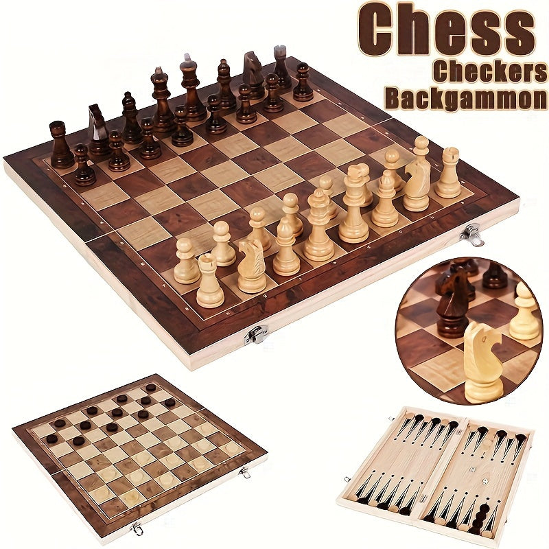 Wooden Checkerboard Puzzle Chess Set