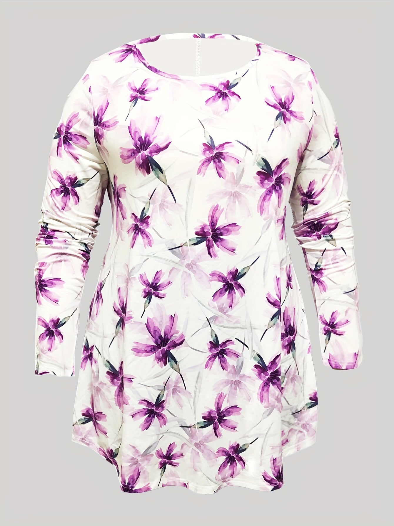 Plus Size Floral Print Top & Solid Leggings 2 Piece Set