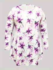 Plus Size Floral Print Top & Solid Leggings 2 Piece Set