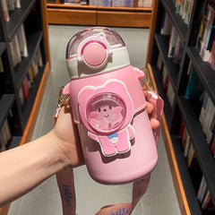 Insulated Bear Water Bottle with Straw for Men and Women on the Go