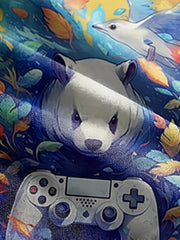 Panda & Gamepad Print Boy's T-shirt Casual Short Sleeve Top
