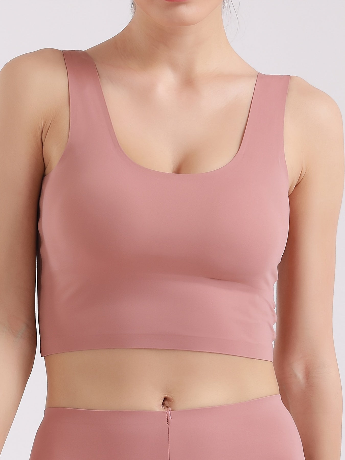 Sexy U Neck Wide Straps Sleeveless Crop Top