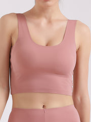 Sexy U Neck Wide Straps Sleeveless Crop Top