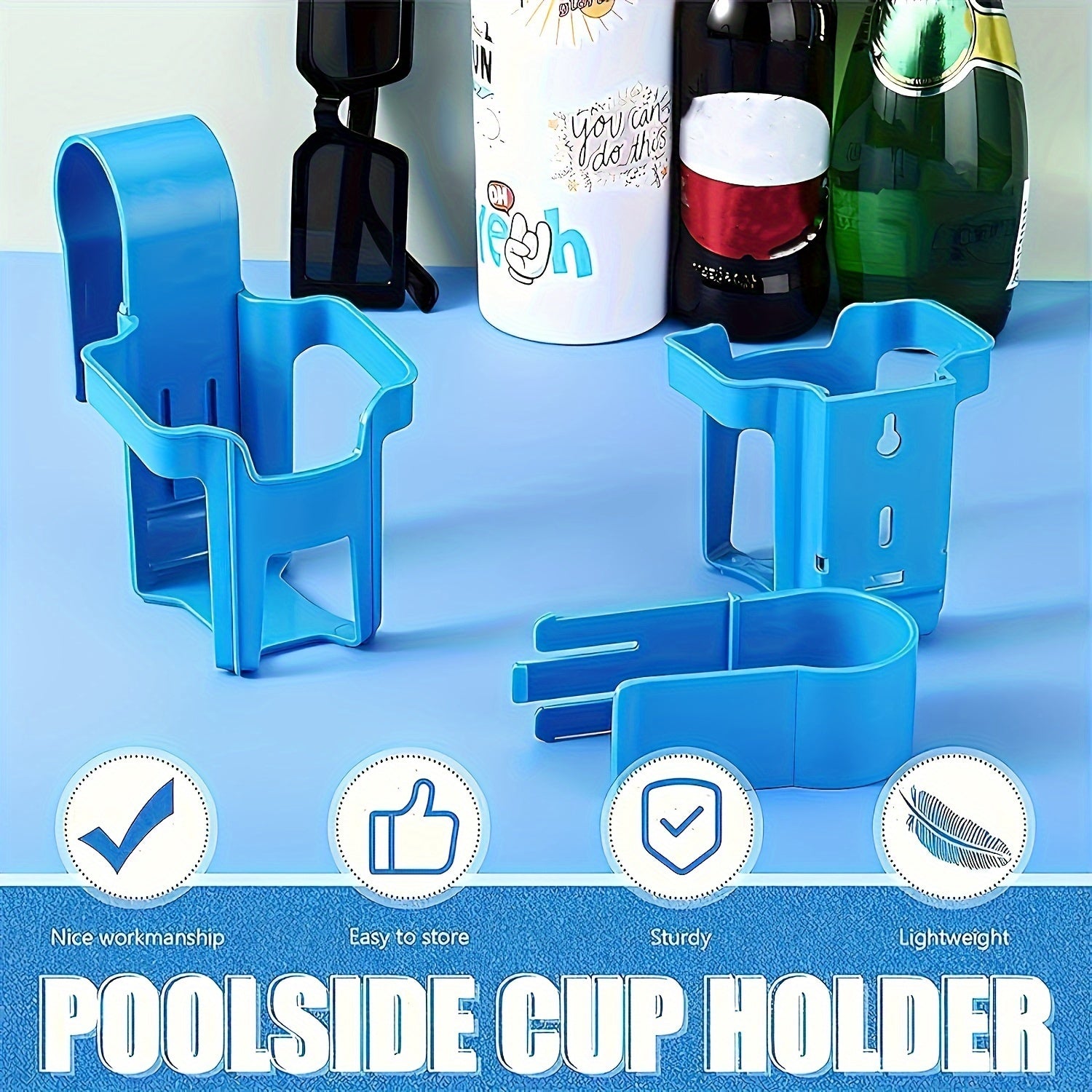 2pcs Water Cup Holder Plastic Cup Rack for Outdoor Swimming Pool Car