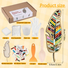 Vibrant Feather DIY Mosaic Craft Kit Wooden Decorative Piece Colorful Tile Inlay