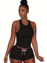 Casual Tank Top & Shorts Set Women's Outfit