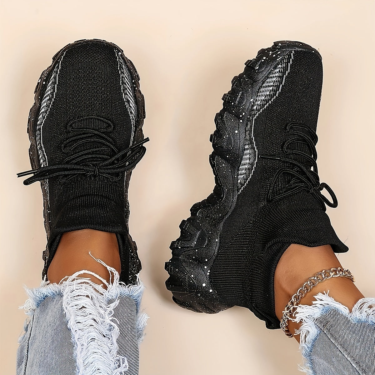 Women's Knitted Comfort Sneakers Lightweight Sports Shoes