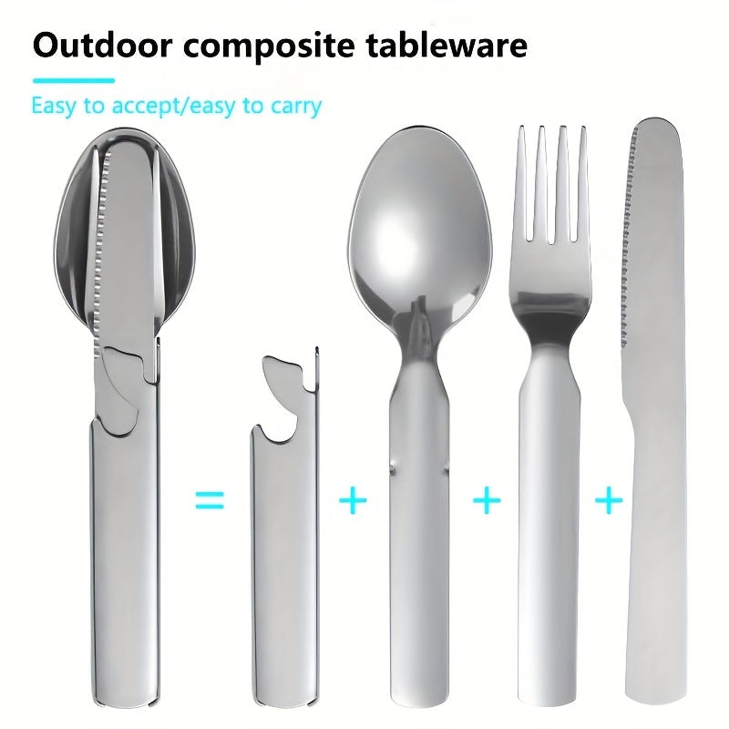Stainless Steel Portable Cutlery Set Spoon Fork Opener Combo 16cm