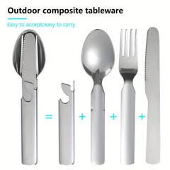Stainless Steel Portable Cutlery Set Spoon Fork Opener Combo 16cm
