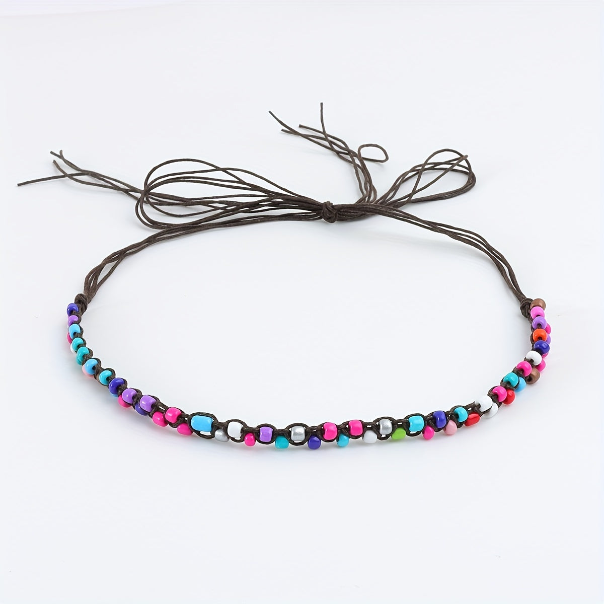 Retro Literary Style DIY Rope With Hat Circle Wooden Beads String Rope Ornament