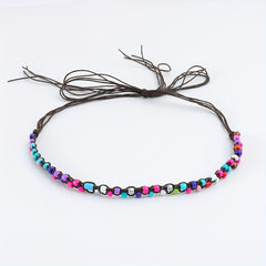 Retro Literary Style DIY Rope With Hat Circle Wooden Beads String Rope Ornament