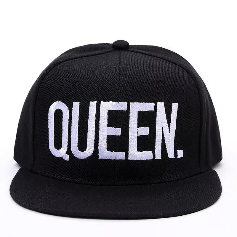 Queen King Embroidered Hip Hop Flat Brim Hat