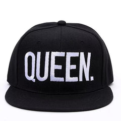 Queen King Embroidered Hip Hop Flat Brim Hat