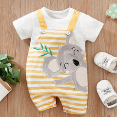 Baby Boys Koala Graphic Striped Romper Jumpsuit Clothes
