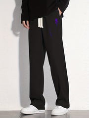 Purple Rose Graphic Print Men's Sweatpants Drawstring Jogger Pants