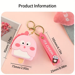 Girls Cartoon Yellow Duck Zero Wallet Keychain Pendant