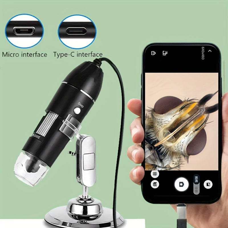 1600X Digital Microscope Camera 3in1 Type C USB Portable Electronic Microscope