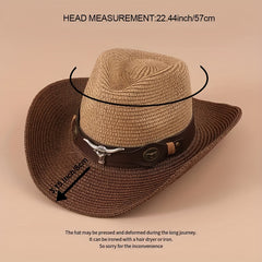 Cattel Head Western Cowboy Hat With Big Cow Head Leather Belt Gift For Men