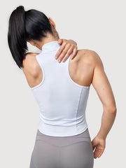 Sleeveless Sports Tank Top High Stretch Zip-Up Summer Top