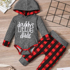 Baby Boy Plaid Hoodies Romper Pants 2PCS Outfits Set