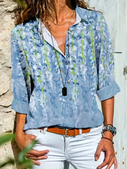 Floral Print Button Up Long Sleeve Blouse