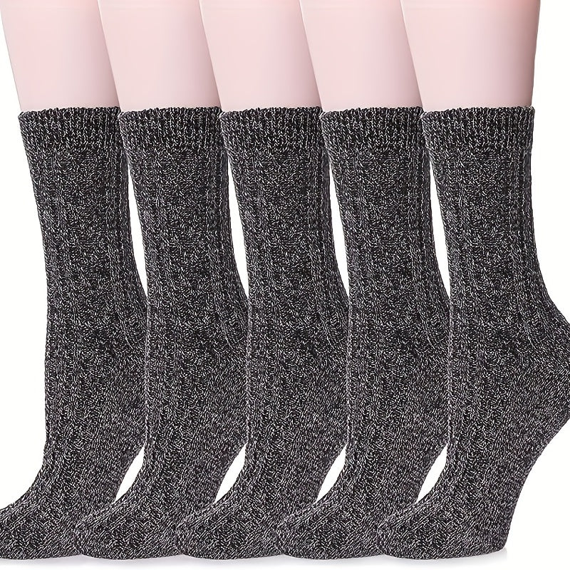 5 Pairs Soft Thickened Mid-calf Winter Socks