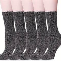 5 Pairs Soft Thickened Mid-calf Winter Socks