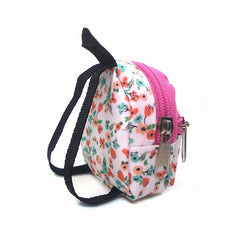 1:12 Schoolbag Floral Pink Strap Zipper Dollhouse Accessory