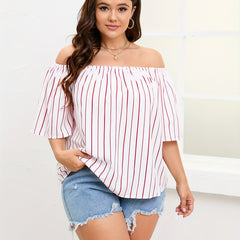 Stripe Off Shoulder Loose Blouse