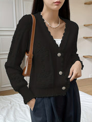 Solid Drop Shoulder Long Sleeve Knit Cardigan