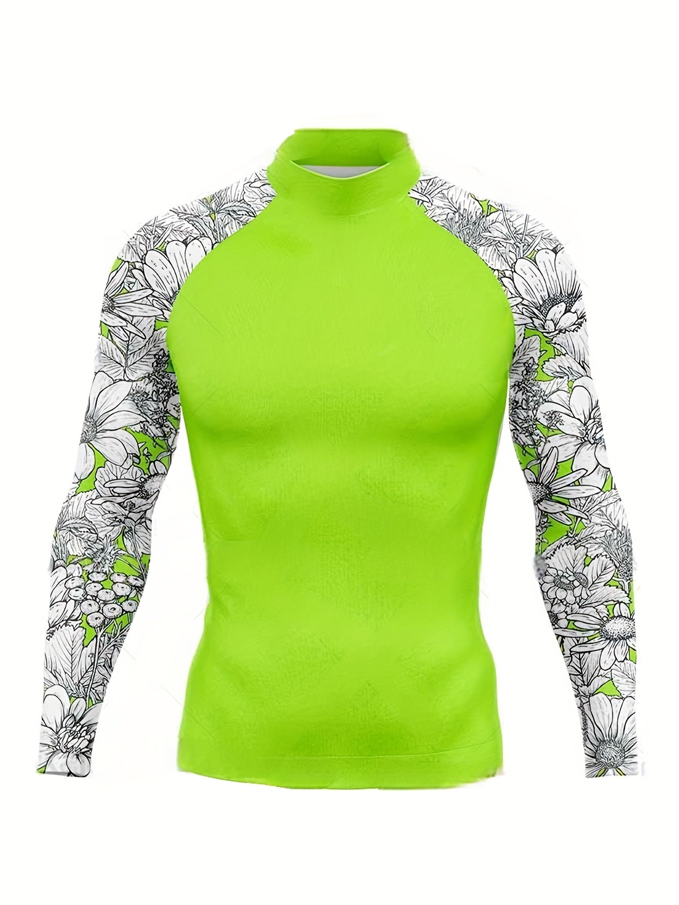 Men's Sun Protection Rash Guard Quick Dry Stand Collar Swimsuit Top