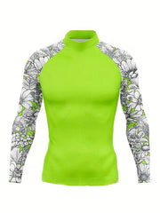 Men's Sun Protection Rash Guard Quick Dry Stand Collar Swimsuit Top