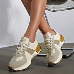 Women's Colorblock Platform Sneakers Casual Lace Up Outdoor Shoes