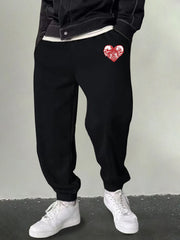 Men's Heart & Skull Graphic Sweatpants Casual Slightly Stretch Joggers