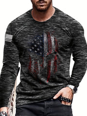 Helmet Print Men's Long Sleeve Tee for Autumn