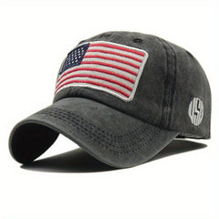 American Flag Embroidery Baseball Cap Washed Distressed Unisex Dad Hats