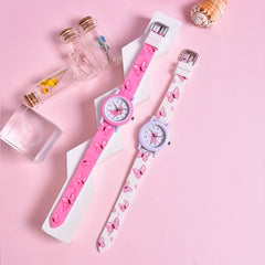 2pcs Butterfly Silicone Band Girls' Watch Set Non Waterproof Analog Quartz