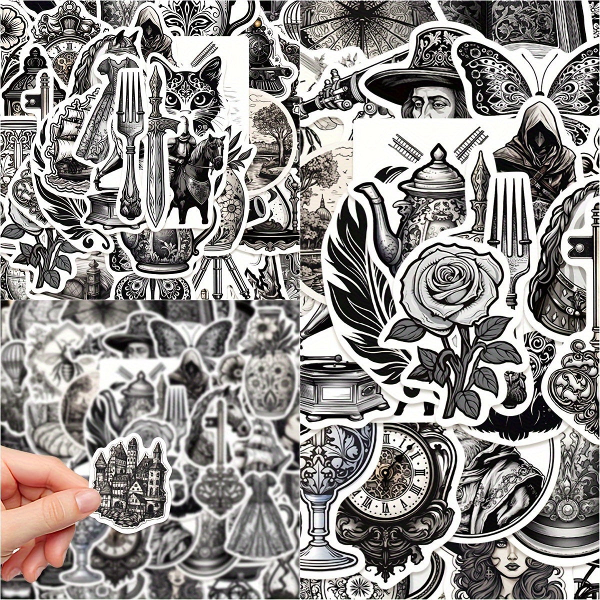 50pcs Medieval Style Phone Case Graffiti Stickers DIY Waterproof Decoration