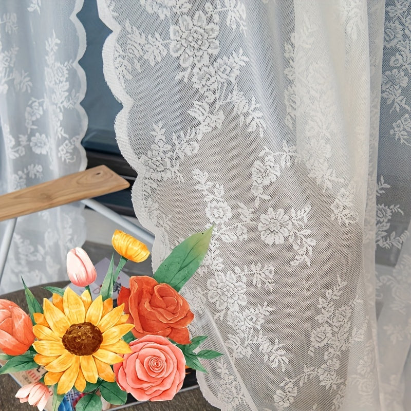 1pc Lace Curtains Sheer Knitting Curtains for Home Decor