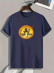 Lighthouse Print Men's Graphic T-Shirt for Summer