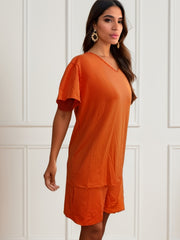 Casual Two piece Set Crew Neck Short Sleeve Tee & Shorts