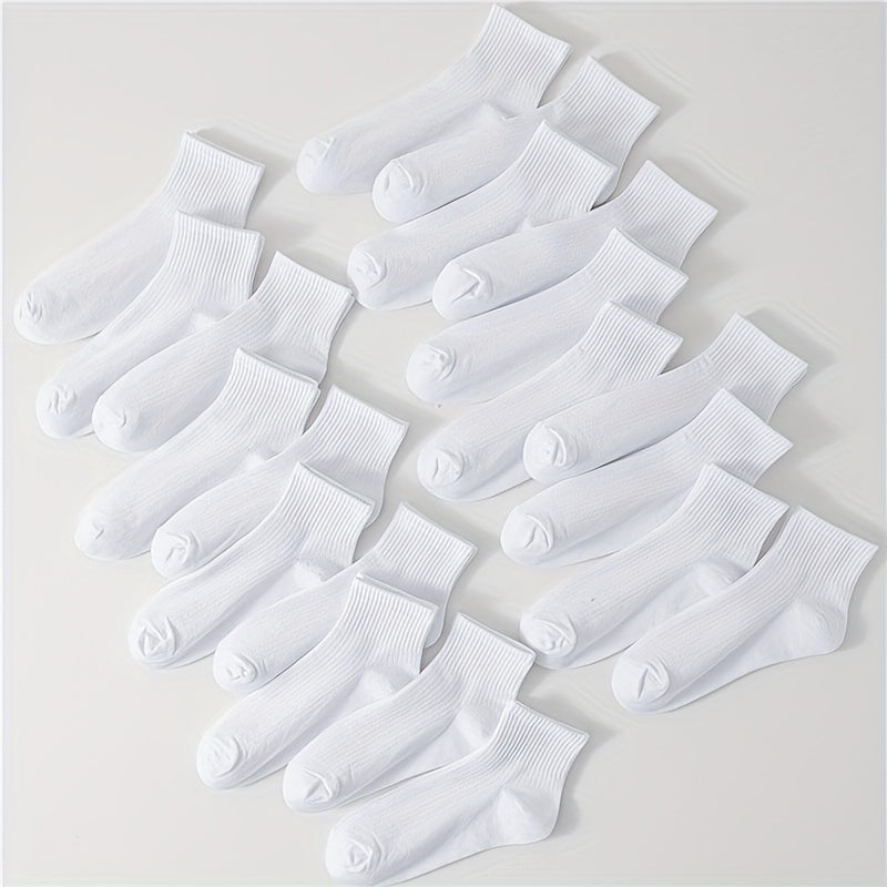 20 Pairs Solid Socks Comfy & Breathable Women's Stockings