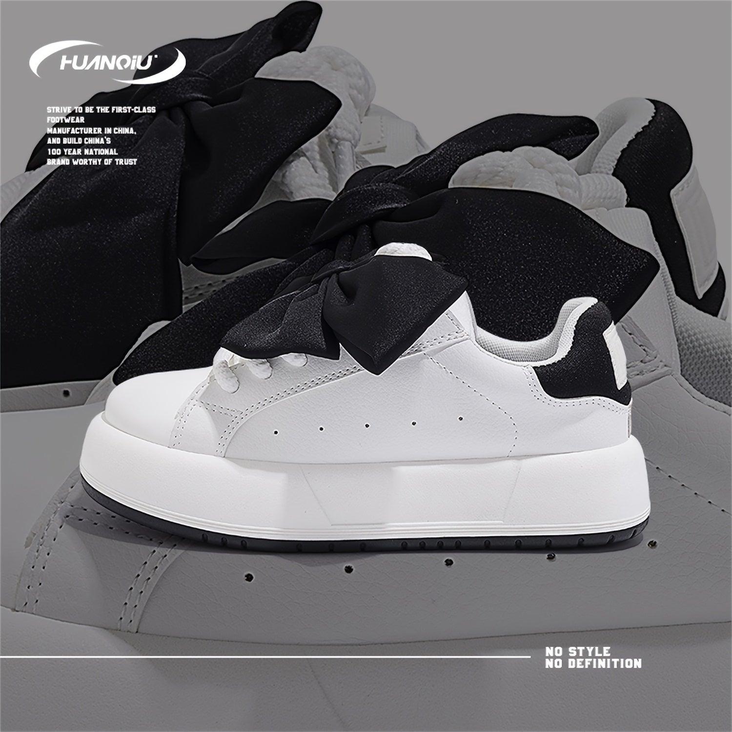 Women's Skate Shoes Bow Decor Lightweight Platform Sneakers
